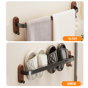 Bathroom Walnut Slipper Rack Wall Mounted 60X70cm Durable Storage <b>Shelf</b> For Toilet <b>Corner</b> Use - Product Image 3