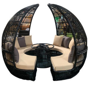 Mobilier d'extérieur <span class=keywords><strong>de</strong></span> luxe en osier pour <span class=keywords><strong>jardin</strong></span>, restaurant, piscine, ensemble <span class=keywords><strong>de</strong></span> <span class=keywords><strong>jardin</strong></span>, canapé rond en rotin avec baldaquin - Product Image 3