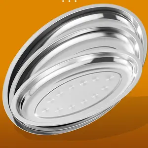 Teller & Geschirr für zu Hause Fabrik Direkt verkauf Küchen geschirr Edelstahl Oval Tragbar Verschiedene Größen Minimalist Silber
