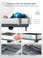 WIREKING Égouttoir à vaisselle extensible en acier inoxydable pour comptoir de cuisine