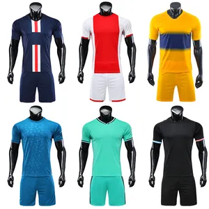 Thailand qualität großhandel neue designs blank fußball teams schwarz und weiß modell sublimation druck custom football jersey