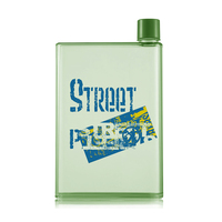 Bouteille d'eau plate carrée A5 420 ml en plastique en forme de carnet, gourde personnalisable avec logo