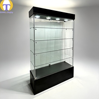 Vitrine murale pour boutique de tabac ou magasin de détail, vitrine à porte coulissante en verre trempé avec éclairage encastré et spot lumineux