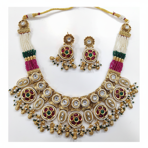 Ensemble de collier de perles de pierre Pota plaqué or 12162356PGR ensemble de bijoux fins exquis - Product Image 1