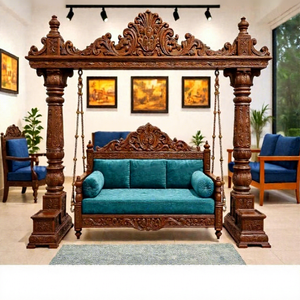 Epic Indian Wooden Carved King Style Jhula Solid Teak Wood Home <b>Swing</b> Customized Detachable Luxury Heavy Carved Jhula Price USA - Product Image 1