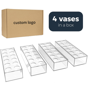 ऐक्रेलिक फूल बॉक्स 4 पीसी सजावटी लंबे स्पष्ट vase आधुनिक आयताकार ऐक्रेलिक vases स्पष्ट पुष्प सेंटरपीस ऐक्रेलिक फूल vase - Product Image 2