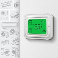 Thermostat numérique T6861 à 3 vitesses pour ventilo-convecteur carré 2/4 tuyaux, fonction carte-clé, 220V, en PC+ABS ignifuge, design moderne pour villa