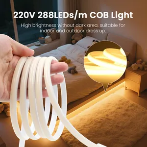 Bande lumineuse <span class=keywords><strong>LED</strong></span> néon COB dimmable 110V <span class=keywords><strong>220V</strong></span>, étanche IP66, <span class=keywords><strong>ruban</strong></span> flexible 288 <span class=keywords><strong>LED</strong></span>/m, CRI 90, durée de vie 50 000 heures, pour chambre et salon - Product Image 4