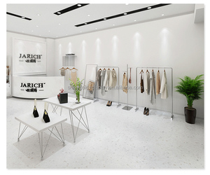 Tùy Chỉnh Hiện Đại Đơn Giản Vải Display Stands Vải Giá <span class=keywords><strong>Chrome</strong></span> Mạ Thép Không Gỉ Giá Cho Cửa Hàng Quần Áo - Product Image 3