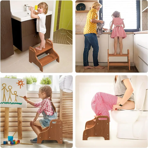 Taburete de madera súper resistente de 2 escalones, cama portátil antideslizante para niños pequeños para diseño moderno al aire libre - Product Image 5
