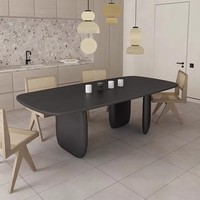 Table à manger ovale extensible haut de gamme en bois massif de style vintage, ensemble de luxe léger pour petit appartement, longue et simple, assemblée pour cuisine