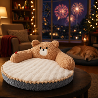 Lit pour animaux de compagnie en forme d'ours, emballé sous vide, pour toutes les saisons, lit chaud pour chat, nid douillet en peluche pour chien, réduction des frais de livraison, vente en gros