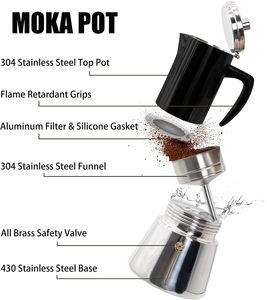 Cafetera Italiana Espresso de Acero Inoxidable al por Mayor, Cafetera Moka - Product Image 2