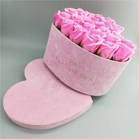 Cajas de Regalo de Terciopelo al por Mayor, Cajas de Cartón con Forma de Corazón Rosa para Rosas Preservadas, con Logotipo Personalizado