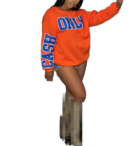 T-shirt ample à manches longues pour femme 2025, imprimé lettres, polyester/nylon, col rond, respirant, tricoté, décontracté, printemps, été, automne - Product Image 4