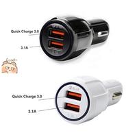 Chargeur de voiture double port USB QC 3.0, charge rapide 3.1A, adaptateur de chargeur de téléphone de voiture haute vitesse pour iPhone pour Samsung Mobile Phone