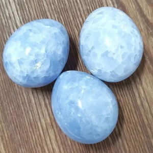 Œuf ovale en cristal de calcite bleue de haute qualité en gros, pierre de guérison spirituelle Reiki pour la décoration de Pâques et cadeau d'anniversaire - Product Image 5