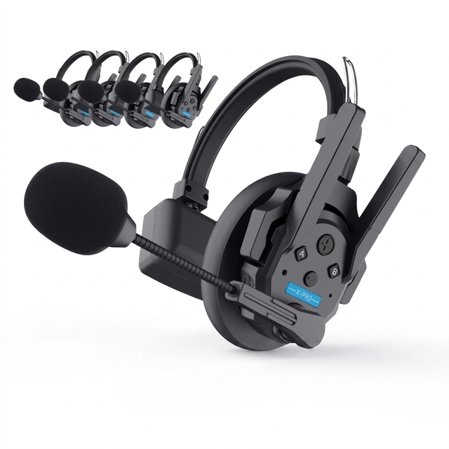 5-Person Full-Duplex Wireless Intercom Condenser Microphone Headset System 2.4GHz 500m Range AI Noise Cancellation SYNCO Xtalk