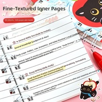 Carnet de notes portable A7 personnalisé avec logo, motif chat pomme, reliure piquée, idéal pour les élèves du primaire et comme cadeau de maternelle