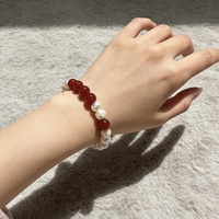 Bracelet en perles imitation nacre et agate filigranée, rehausse le teint, simple, élégant, tendance, cadeau pour femme, vente en gros