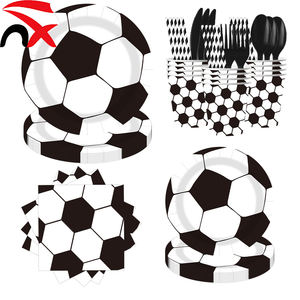 Assiettes et serviettes de football personnalisées, fournitures de <span class=keywords><strong>vaisselle</strong></span> jetables pour fêtes sportives, décorations pour fêtes d'anniversaire sur le <span class=keywords><strong>thème</strong></span> du football - Product Image 1