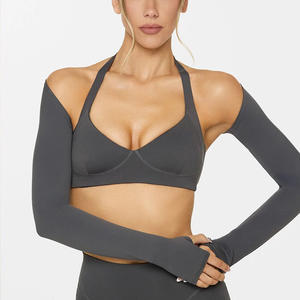 Benutzer definiertes Logo Yoga-BH Mittlere Unterstützung Rücken Offener Riemen Sport-BH Dehnbares Halfter Yoga-BH mit V-Ausschnitt - Product Image 4