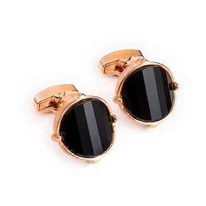 Bán buôn thiết kế lạ mắt của nam giới Phụ kiện đồng <span class=keywords><strong>Rose</strong></span> Gold Plated đá Khuy măng sét - Product Image 1