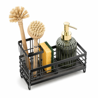 Organisateur d'évier de cuisine en acier, porte-éponge, support de comptoir multifonctionnel avec distributeur de savon