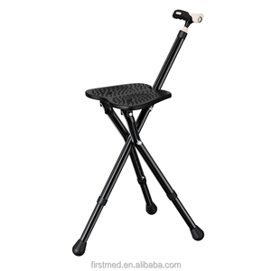Canne-siège 2-en-1 en alliage d'aluminium - Canne de marche pliable et réglable avec lumière LED intégrée, imperméable, pour personnes âgées - Product Image 1
