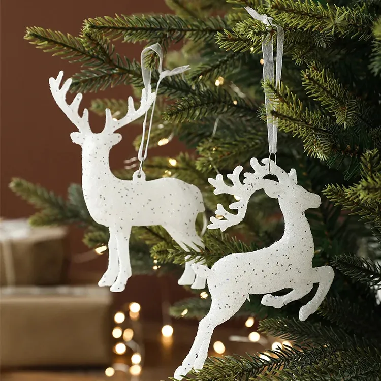 Navidad decorativo blanco plástico ciervo Navidad alce árbol colgante árbol de Navidad accesorios Decoración