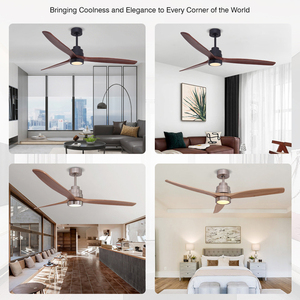 Hiện Đại Trang Trí 60 Inch Sắt Cơ Thể Rắn Lưỡi Gỗ Tuya Wifi Slient Trong Nhà Nhà Phòng Ngủ LED Quạt Trần Ánh Sáng - Product Image 6