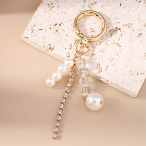 Gantungan kunci manik-manik mutiara, gantungan kunci cangkang mutiara berkilau gantungan kunci tali ponsel rantai besar gantungan kunci mutiara bintang laut - Product Image 6