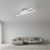 Plafonnier LED personnalisable argenté 18W 2000LM, design incurvé moderne en métal, éclairage encastré pour salle à manger et salon