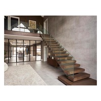 Escalier flottant cantilever d'intérieur avec structure murale