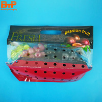 Promotion sacs d'emballage en plastique transparents OPP/cpc personnalisés pour cerises, tomates, raisins, fruits et légumes avec fermeture éclair