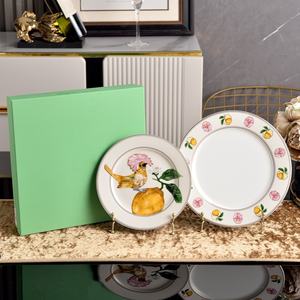 Juego de Platos de Porcelana de Hueso de 2 Piezas, Serie Flor, Estilo Europeo, Exquisito, Lujoso y Ecológico, para Cena y Postre, para Fiestas - Product Image 3