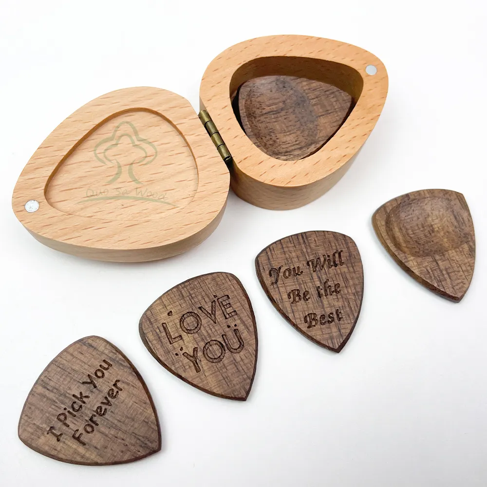 Heart-Shaped Guitar Wooden Box Holder Storage Cases Picks Organizer  Guitar Picks Holder for Guitarist Musician