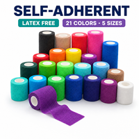Venda elástica cohesiva de 10 cm y 21 colores con logo personalizado impreso en tela, transpirable, autoadhesiva, sin látex, para deportes