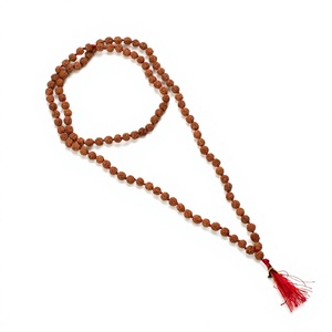 Collar Mala de 108 Cuentas de Sándalo Natural y Plata Tibetana, Anudado a Mano, con Borla de Seda, Regalo Religioso para Meditación, Unisex, Clásico - Product Image 2
