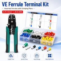 Kit de bornes à sertir isolées 260 pièces, embouts de câblage en cuivre assortis avec pince à sertir pour câblage électrique