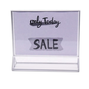 Porte-enseigne en acrylique 5x7 personnalisé avec bordure argentée Supports de panneau de table Porte-menu Support de prospectus en acrylique - Product Image 4