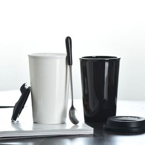 Mug de voyage en céramique à double paroi avec couvercle en silicone, design anti-fuite, utilisation au bureau, tasse pour voiture, passe au lave-vaisselle - Product Image 2