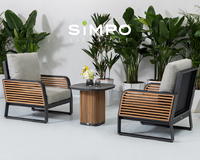 SIMPOLIFESTYLE Mobilier d'extérieur haut de gamme imperméable YACHT Chaise longue Jardin Terrasse Hôtel Resort Salle à manger Salon Aluminium Teck