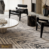 Tapis turc haut de gamme LandScopeTech, moderne, abstrait, gris et noir, tissé Wilton, motif crête de montagne 3D, tapis à poils ras en coton