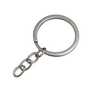 Stainless Steel <b>Key</b> <b>Ring</b> With 4 Link Polished Chain Round Metal Keychain <b>Bag</b> Charm - Product Image 5