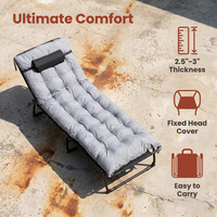 Lit de camp pliable portable réglable avec oreiller confortable, lit multi-usages pour le camping en plein air