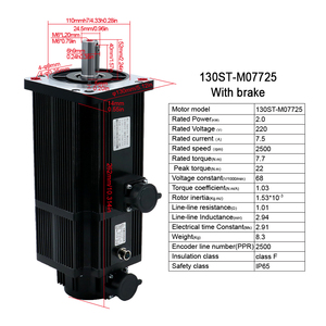 Moteur AC triphasé 2,0 kW 220 V 130ST-M07725+T3L-L30F-RABF pour entraînement de machine, vente chaude - Product Image 6