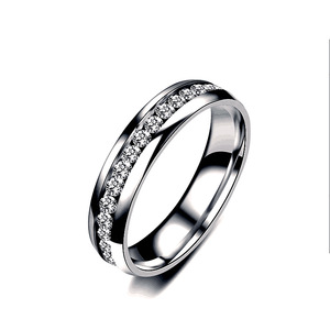 Niche Titanium Steel Single Row Diamond-studded <b>Ring</b> Stainless Steel <b>Couple</b> <b>Rings</b> Ornament Wholesale - Product Image 2