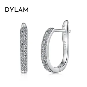 Dylam Jóias No Moq Atacado Fine Jewelry 925 Sterling Silver Brinco Com Cz Cubic Zircon Hoop Huggies Brincos Para As Mulheres