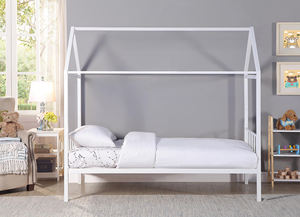 Design moderno in ferro battuto a 4 Poster con plateau letto a camera singola zanzariera <span class=keywords><strong>per</strong></span> bambini letto a baldacchino in metallo bianco - Product Image 2